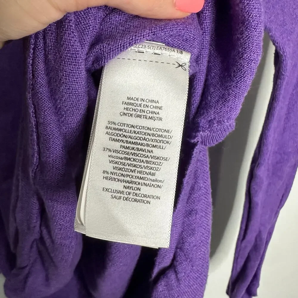 Polo‎ Ralph Lauren V-Neck Sweater Women Small Purple EUC Cotton Blend Pony Logo